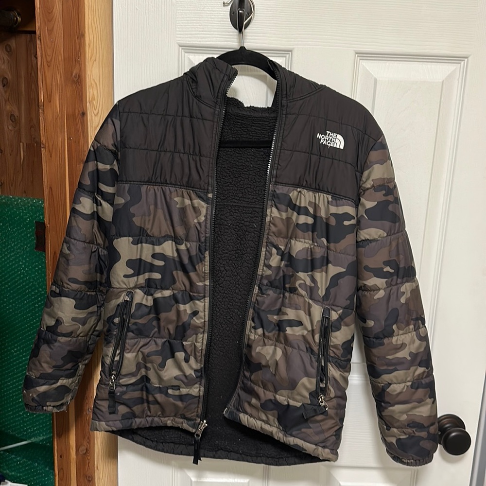 Boys Camo North Face Jacket - reversible